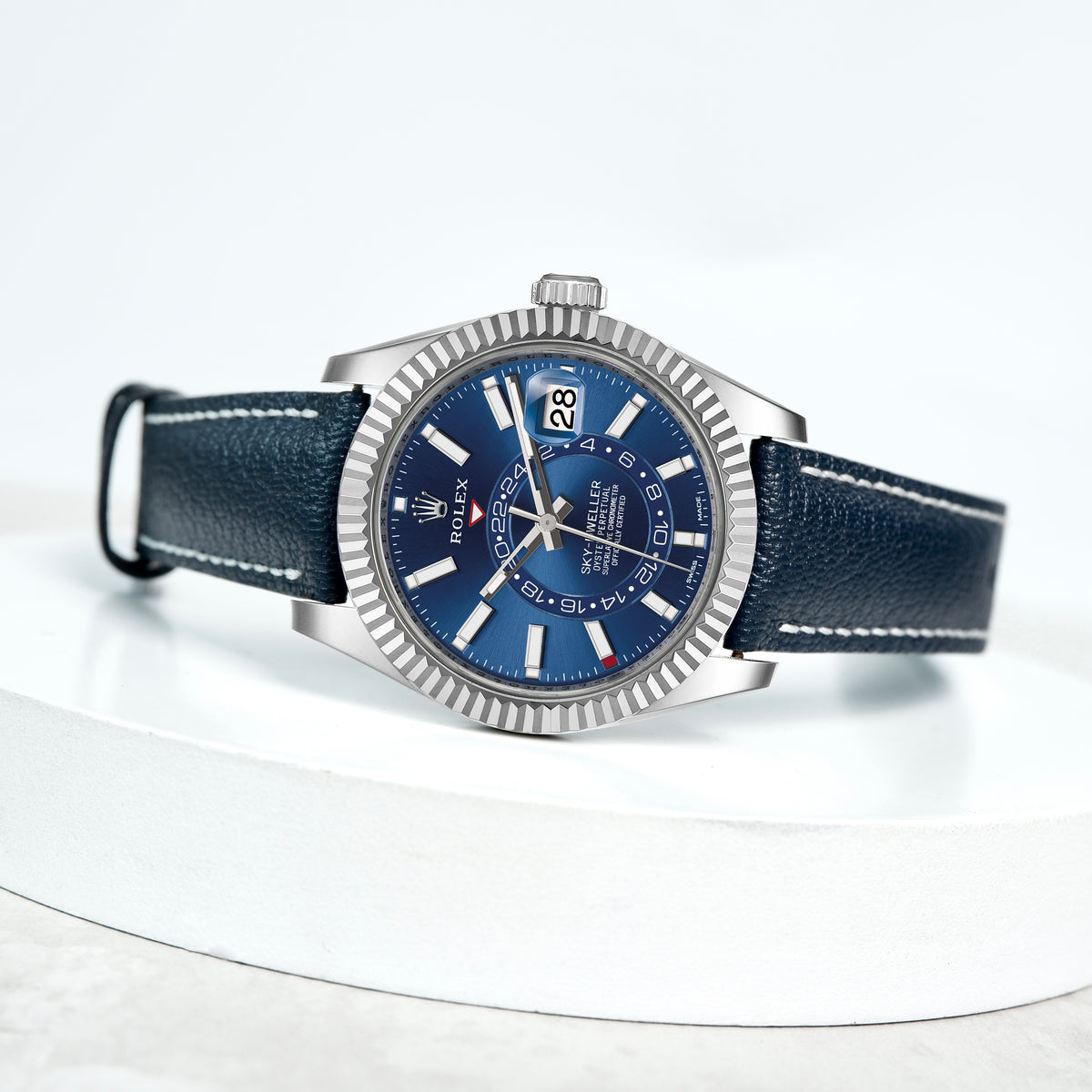 Rolex Sky-Dweller Straps - Chevre Navy Blue – Liger Straps