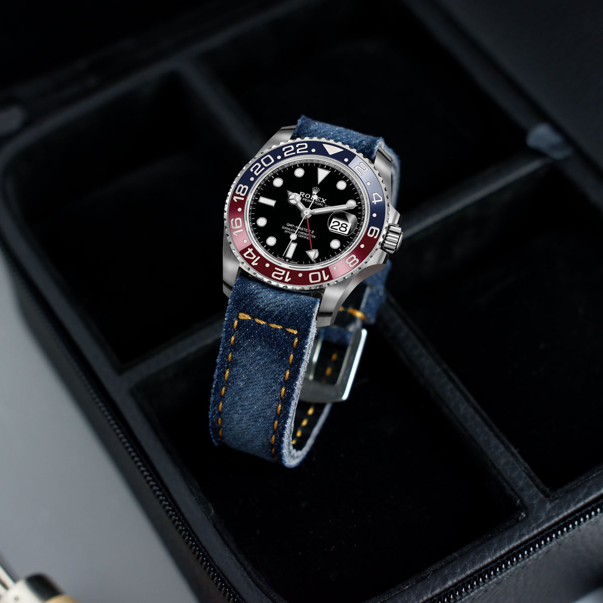 Rolex Gmt Master Ii Pepsi Straps Denim Liger Straps