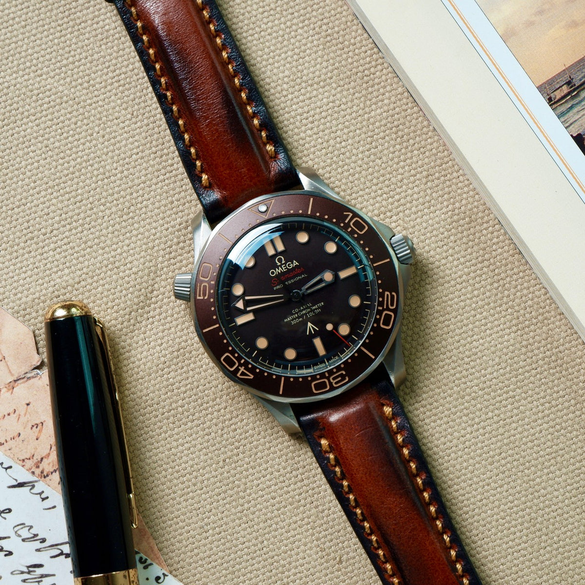 Omega seamaster hotsell 300 leather