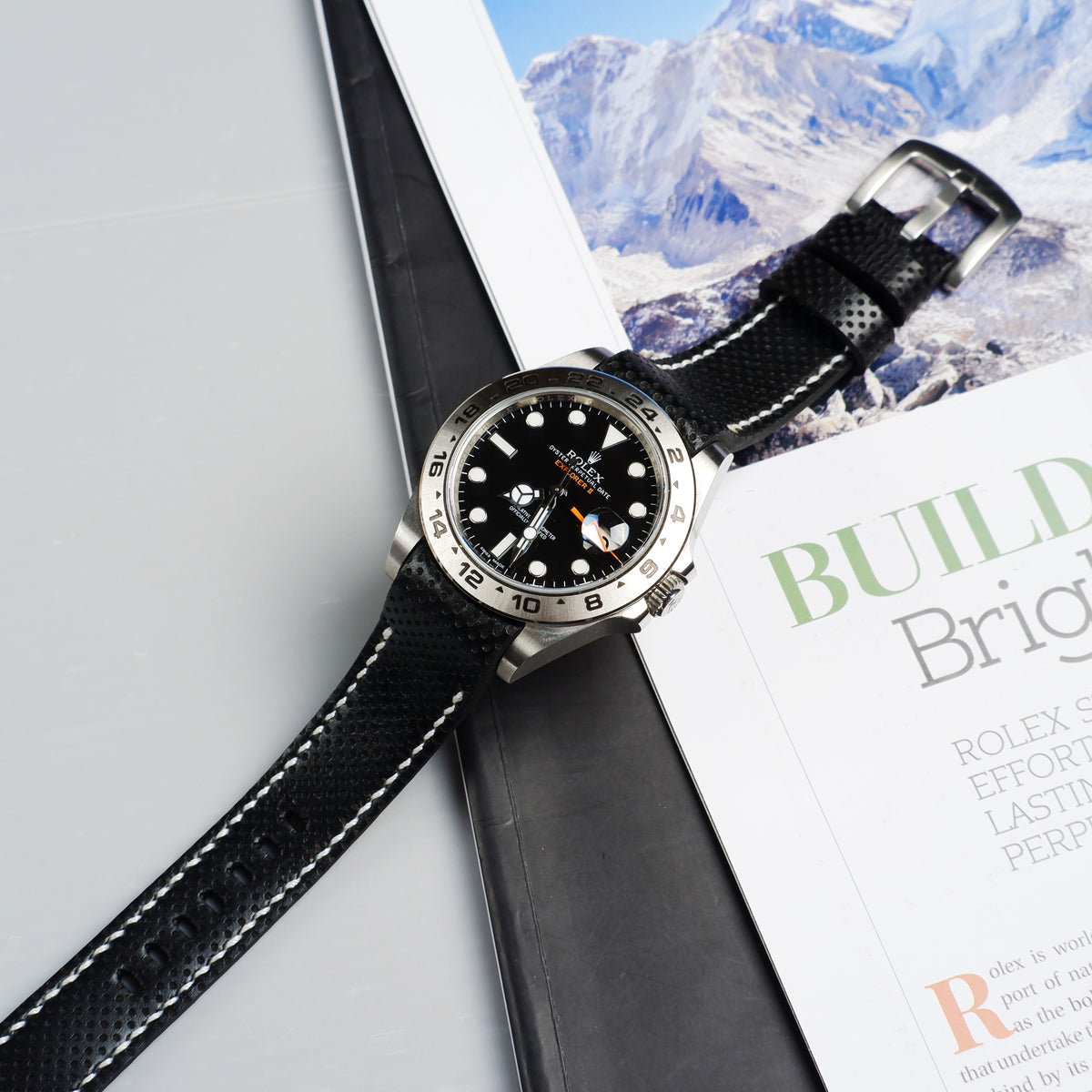 Curved End Straps - Perforated Black – Liger Straps