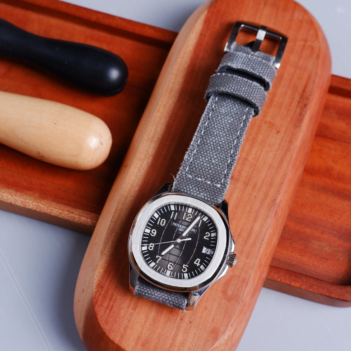 Patek Aquanaut Straps Vintage Canvas Grey Liger Straps