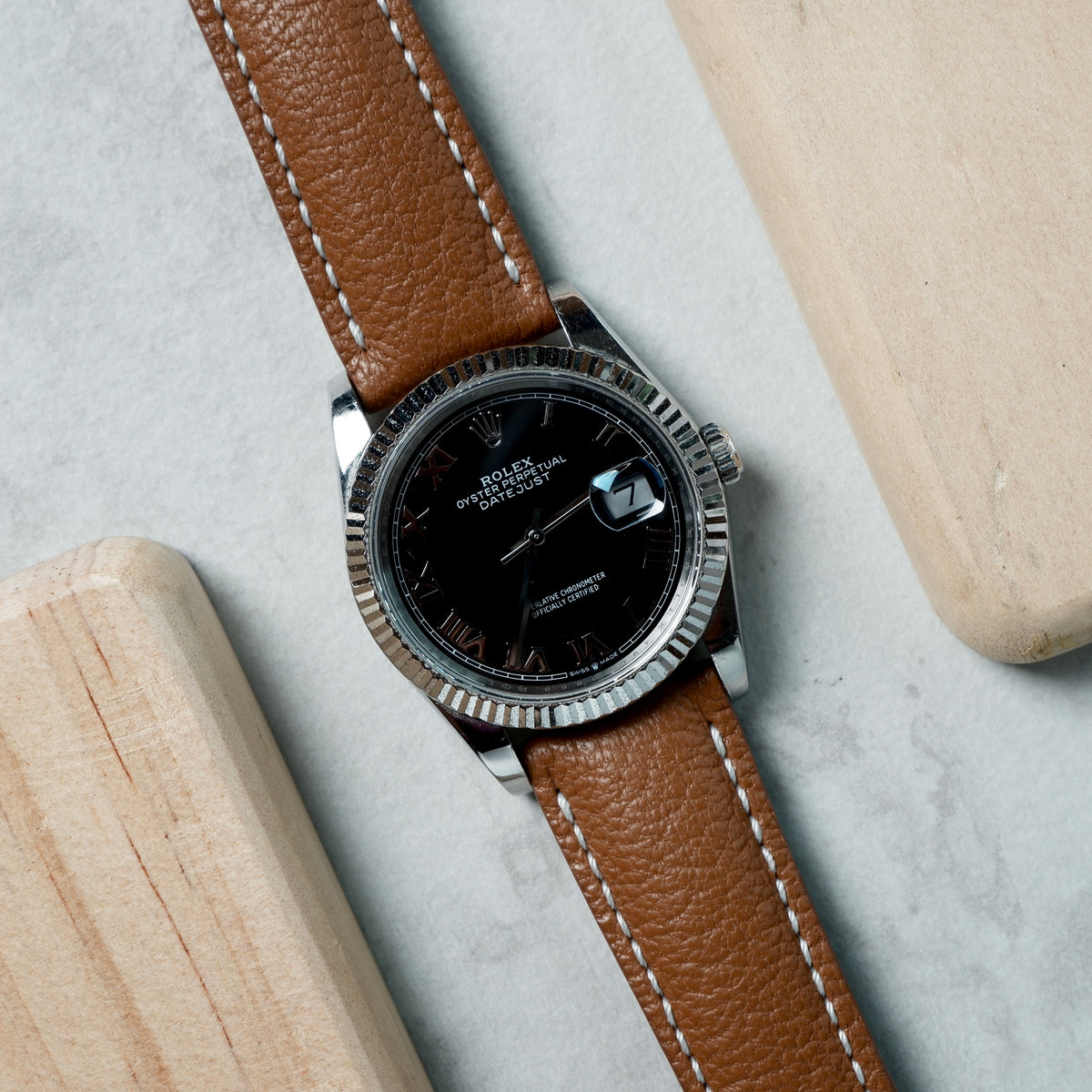 Rolex Datejust Straps Chevre Brown Liger Straps