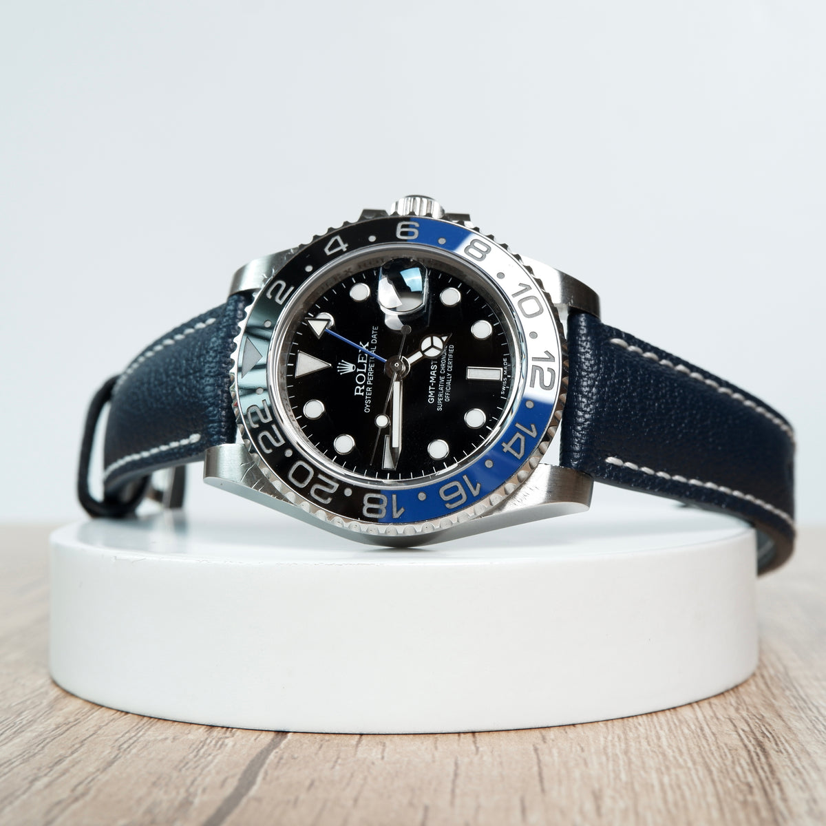 Rolex GMT Master II Batman Straps Chevre Navy Blue