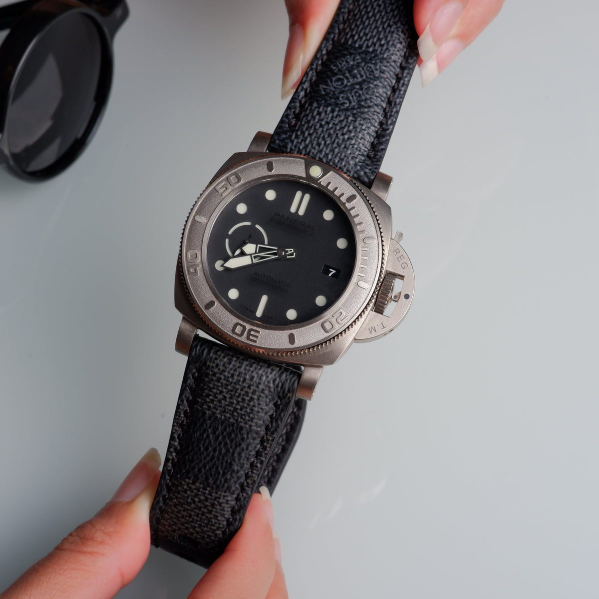 Panerai Submersible Straps - Louis Vuitton Ebene Logo – Liger Straps