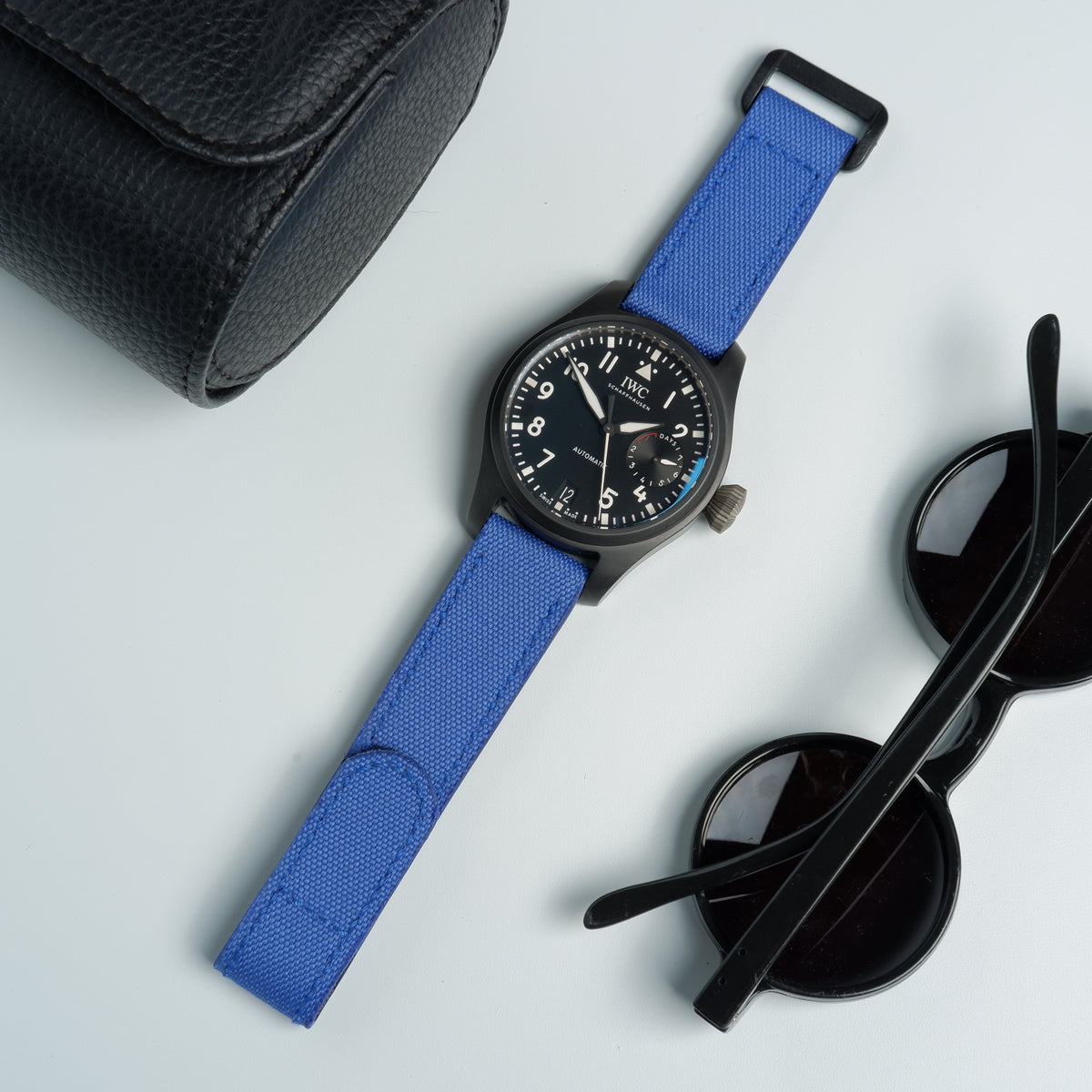 IWC Pilot Straps Velcro Canvas Electric Blue Liger Straps