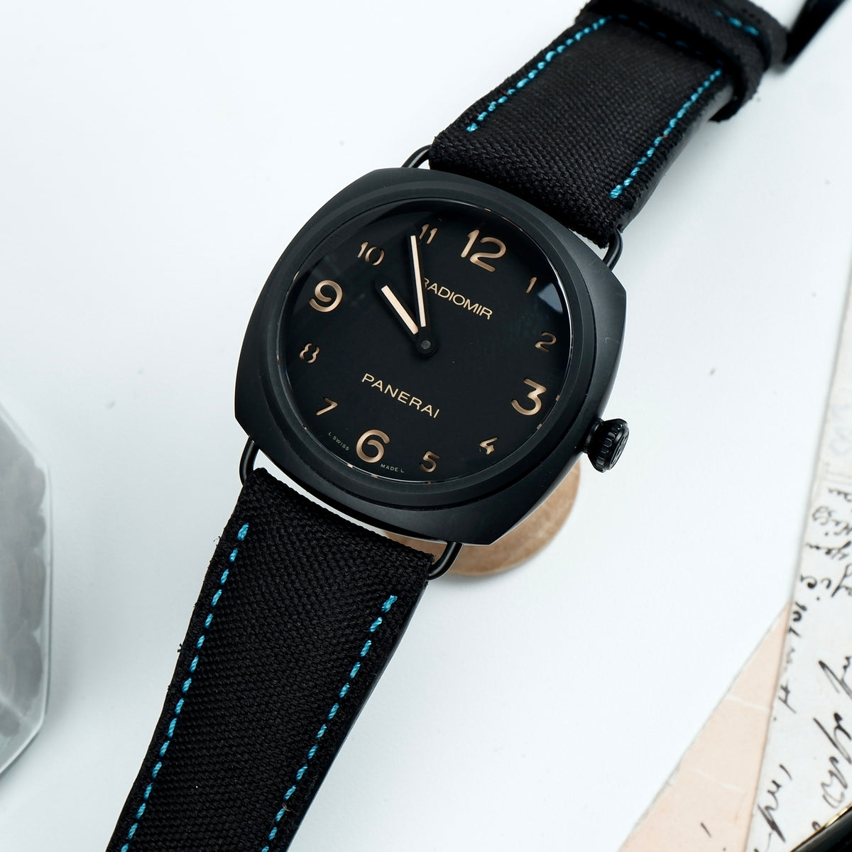 Panerai Radiomir Straps Canvas Black Blue Stitch Liger Straps