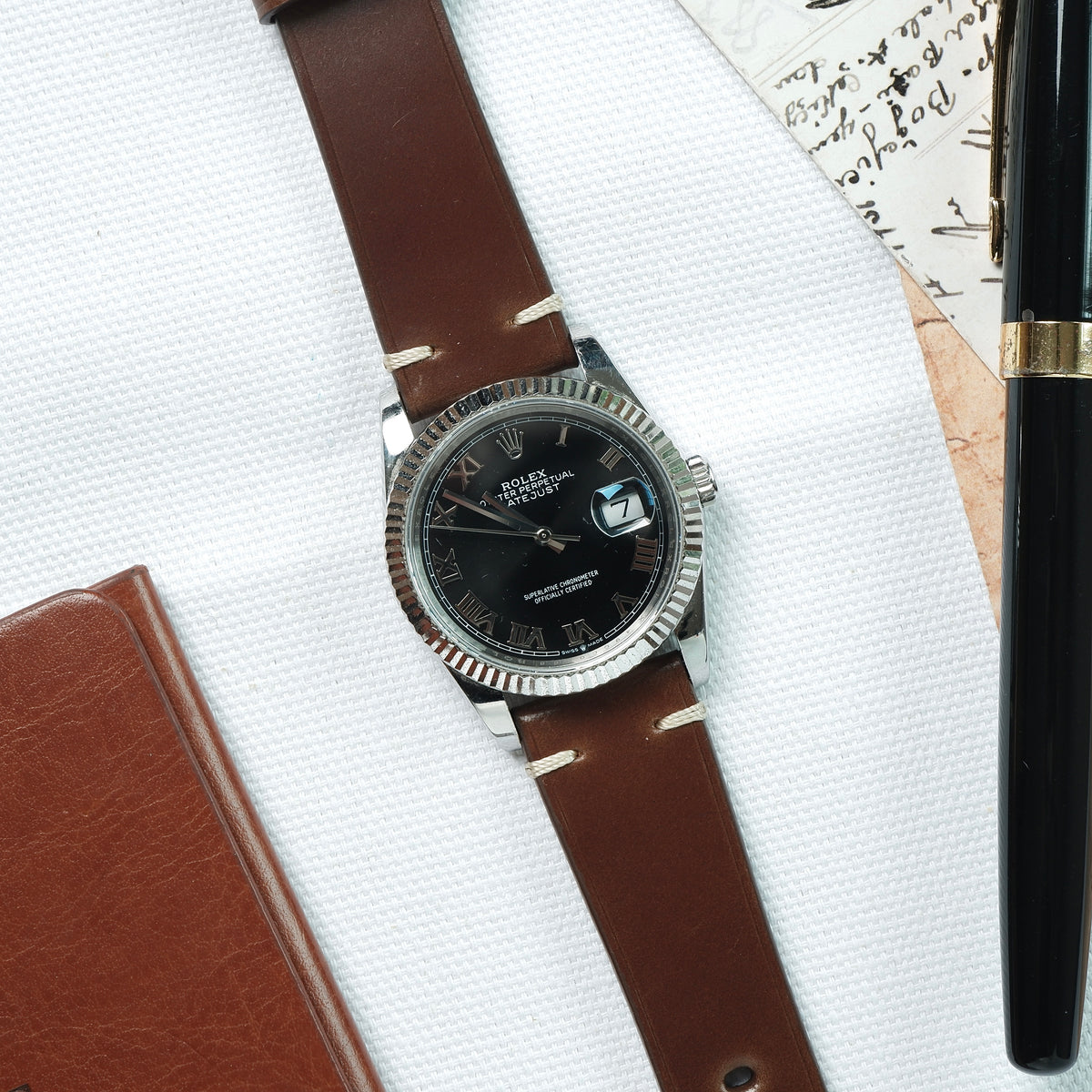Datejust ii leather strap best sale