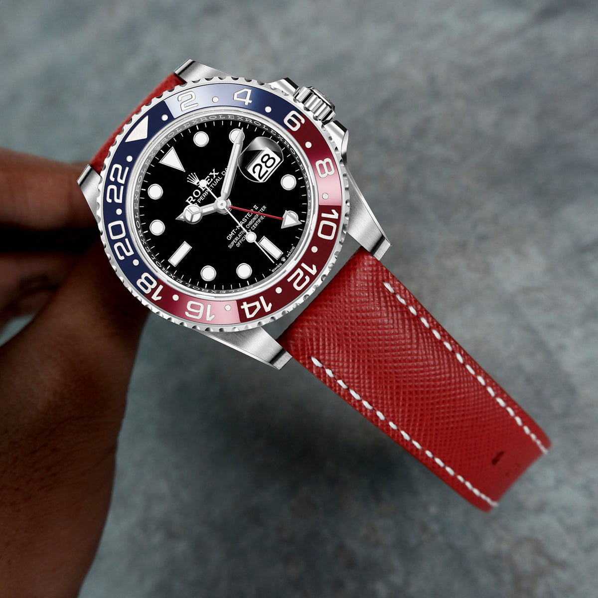 Rolex GMT Master II Pepsi Straps Saffiano Maroon – Liger Straps