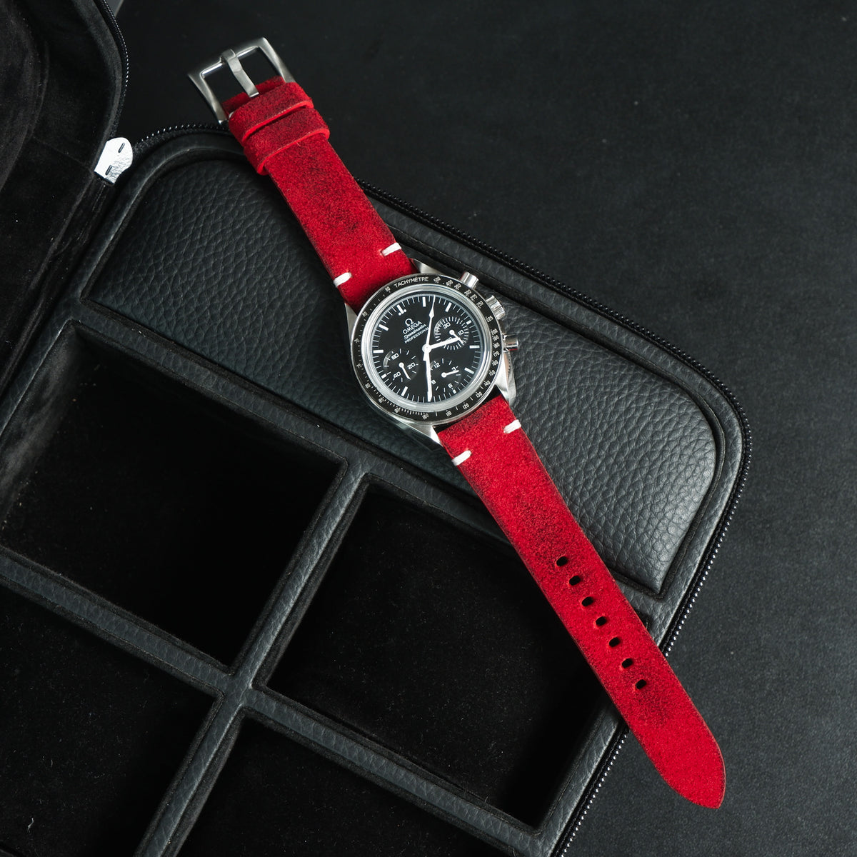 Omega Speedmaster Moonwatch Straps Minimalist Nubuck Red