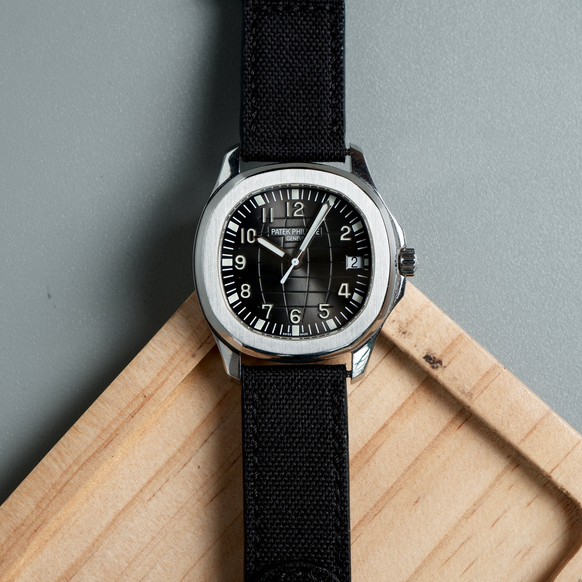 Patek Aquanaut Straps Velcro Canvas Black Liger Straps