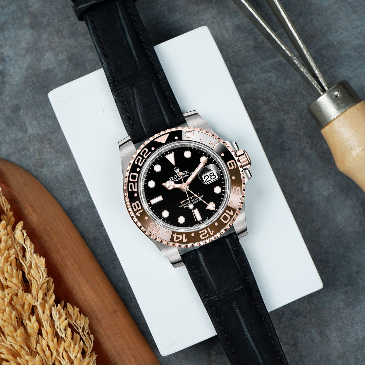 Rolex GMT Master II Straps - Croco Nubuck Black – Liger Straps
