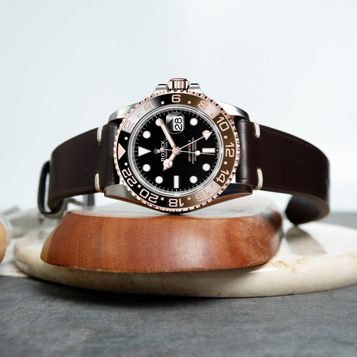 Rolex root beer leather strap cheap