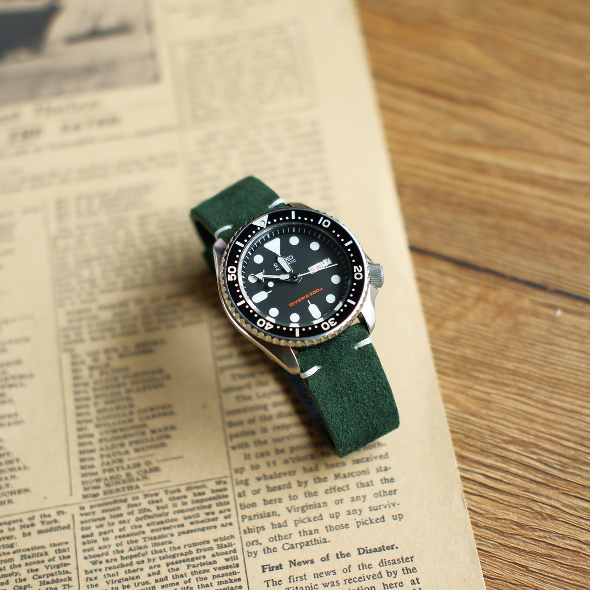Seiko Prospex 5 Sports Diver Straps Minimalist Nubuck Dark Green