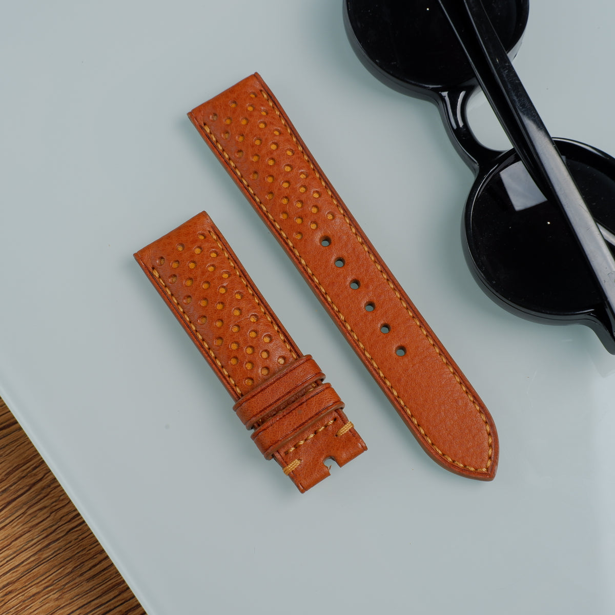 Racing Tan Ostrich Leg skin watch strap