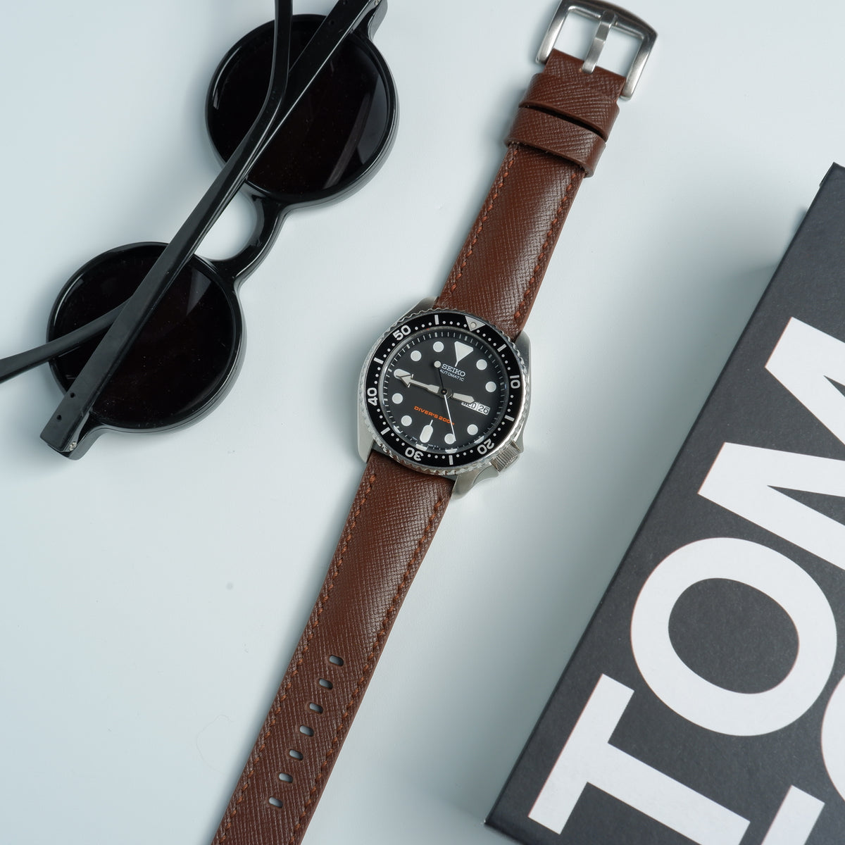 Seiko Prospex, 5 Sports, Diver Straps - Saffiano Dark Brown