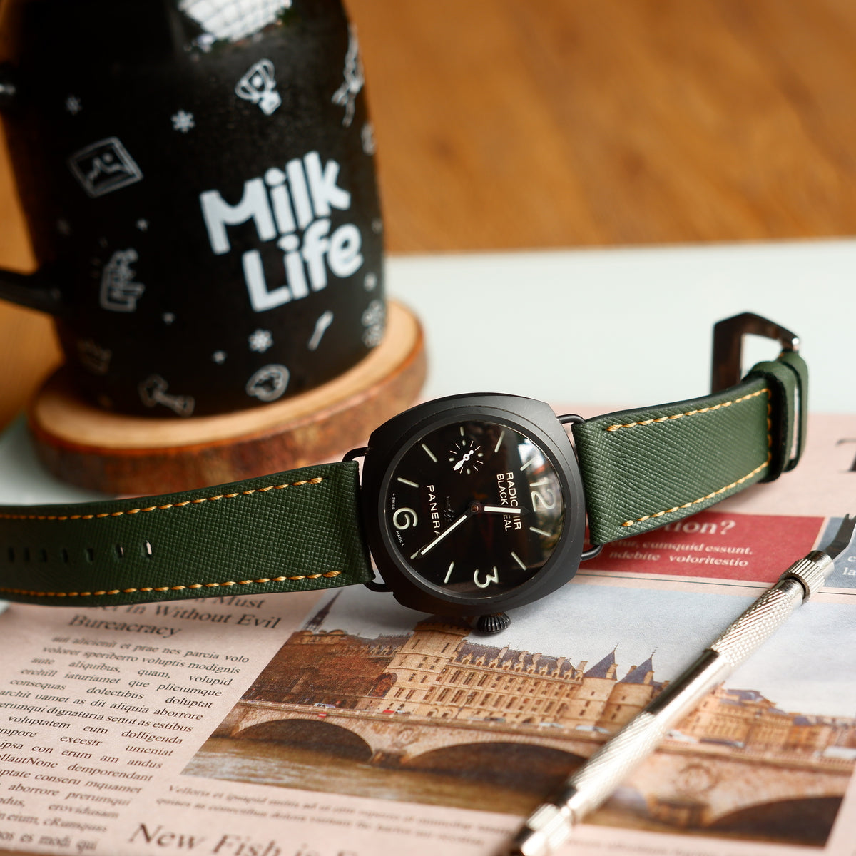 PANERAI オリーブグリーン ラバーベルト PANERAI オリーブグリーン ラバーベルト Forest-Green-Rubber-Strap-