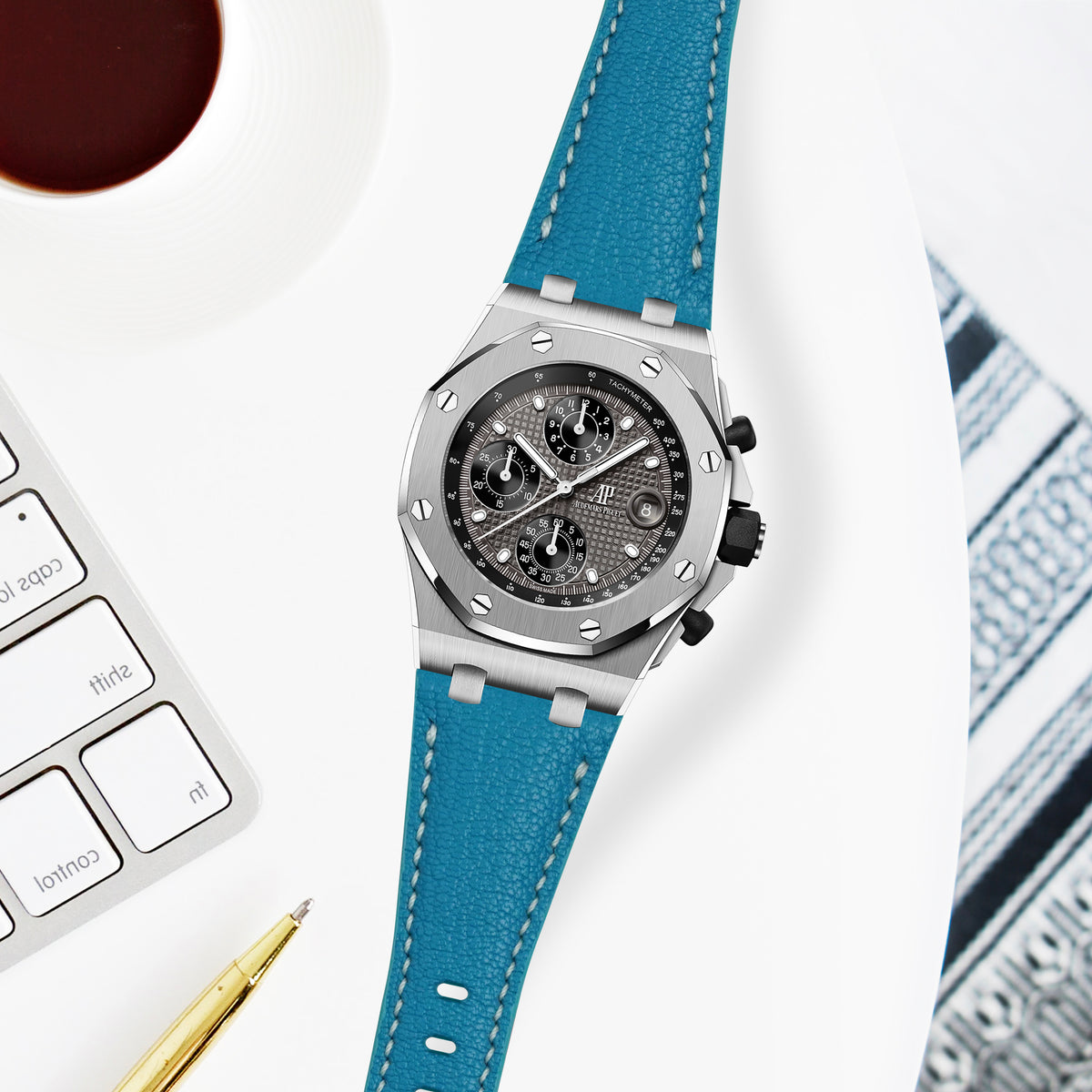 AP ROO 42mm Straps - AP Chevre Riviera Blue – Liger Straps