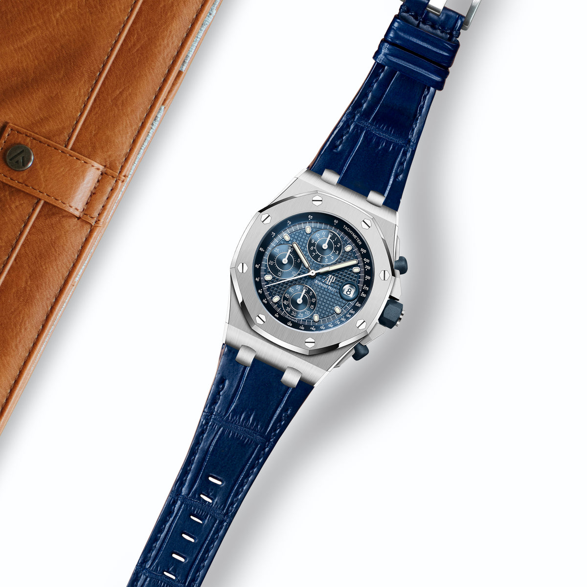 AP ROO 42mm Straps - AP Croco Navy Blue – Liger Straps