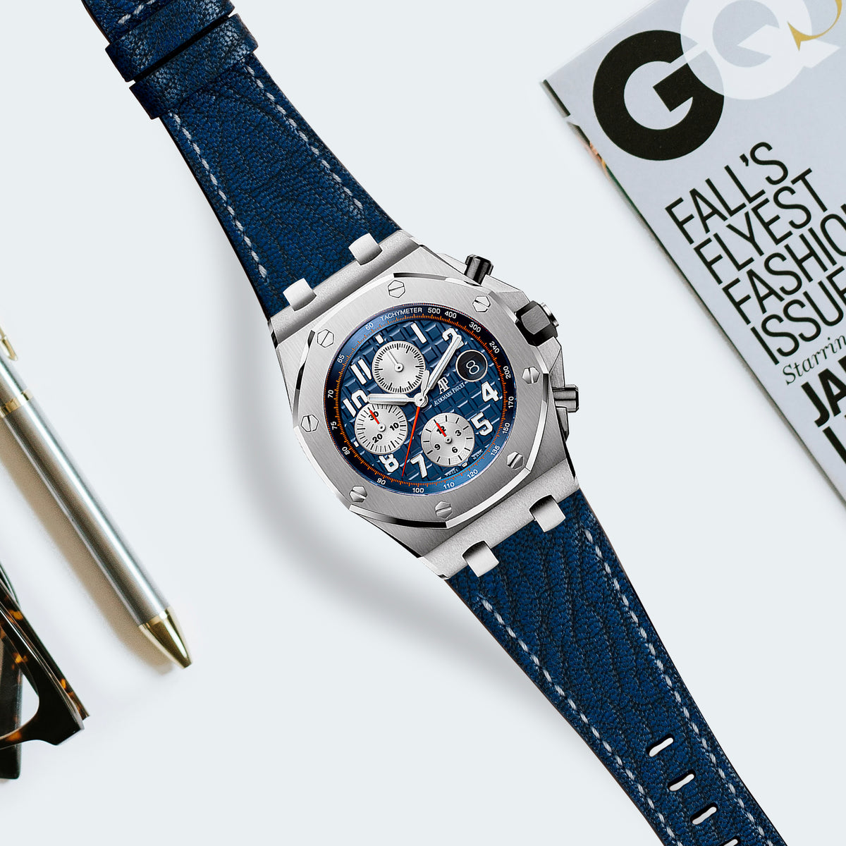 Ready Made Audemars Piguet 42mm Straps - AP Elephant Navy Blue for AP ...