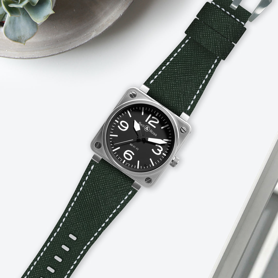 Bell Ross 01, 02, 03, BR X, BR S Straps - Saffiano Dark Green