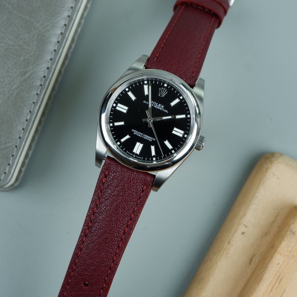 Rolex Oyster Perpetual Straps Chevre Bordeaux