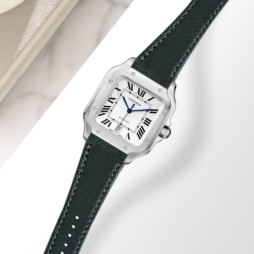 Santos de Cartier Quick Release Straps - Chevre Hunter Green