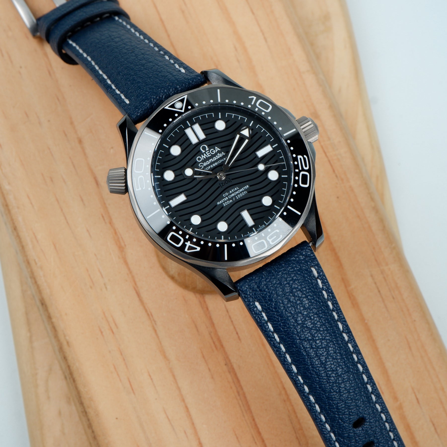 Omega Seamaster Diver 300m Straps Chevre Navy Blue Liger Straps