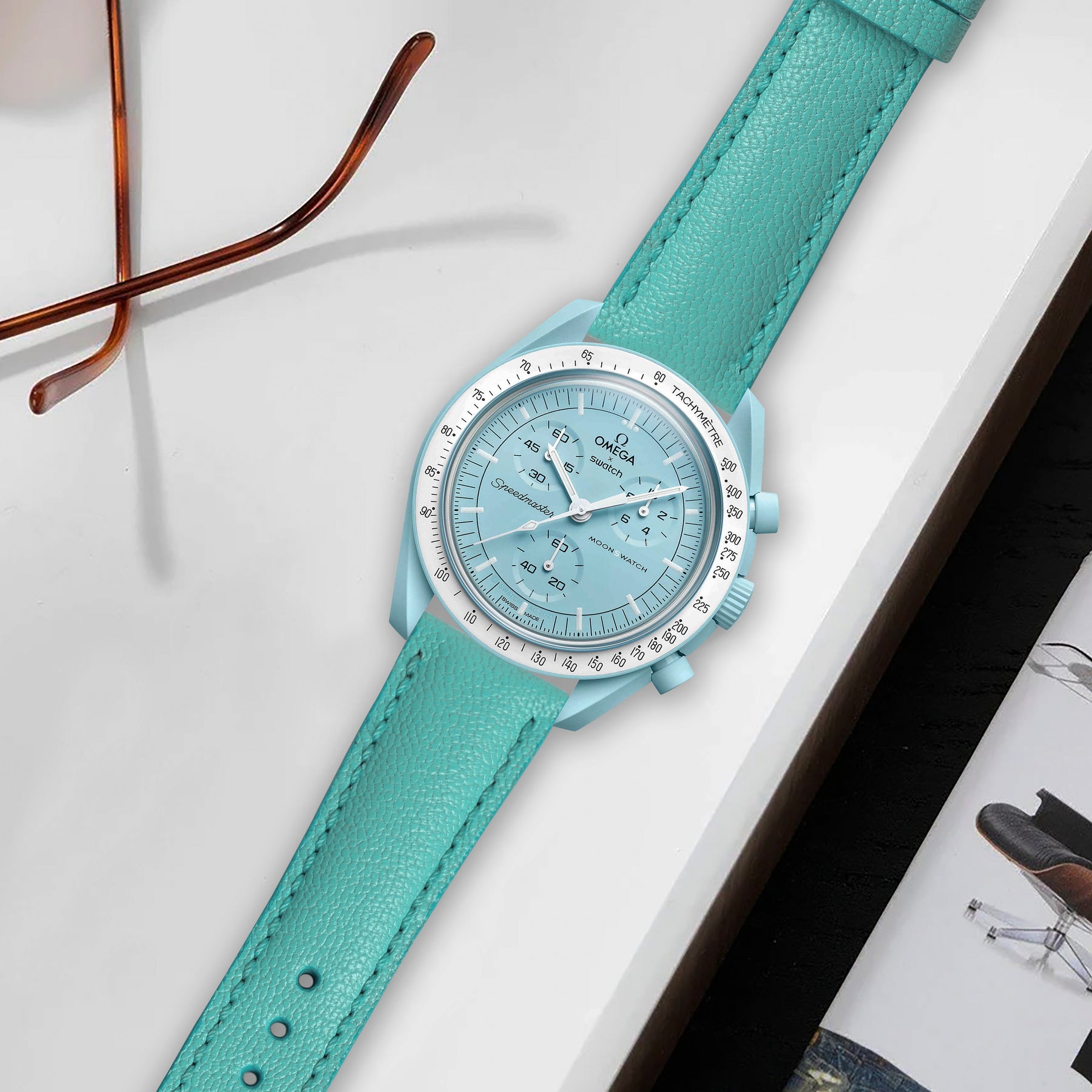 Omega MoonSwatch X Swatch Straps Chevre Tiffany