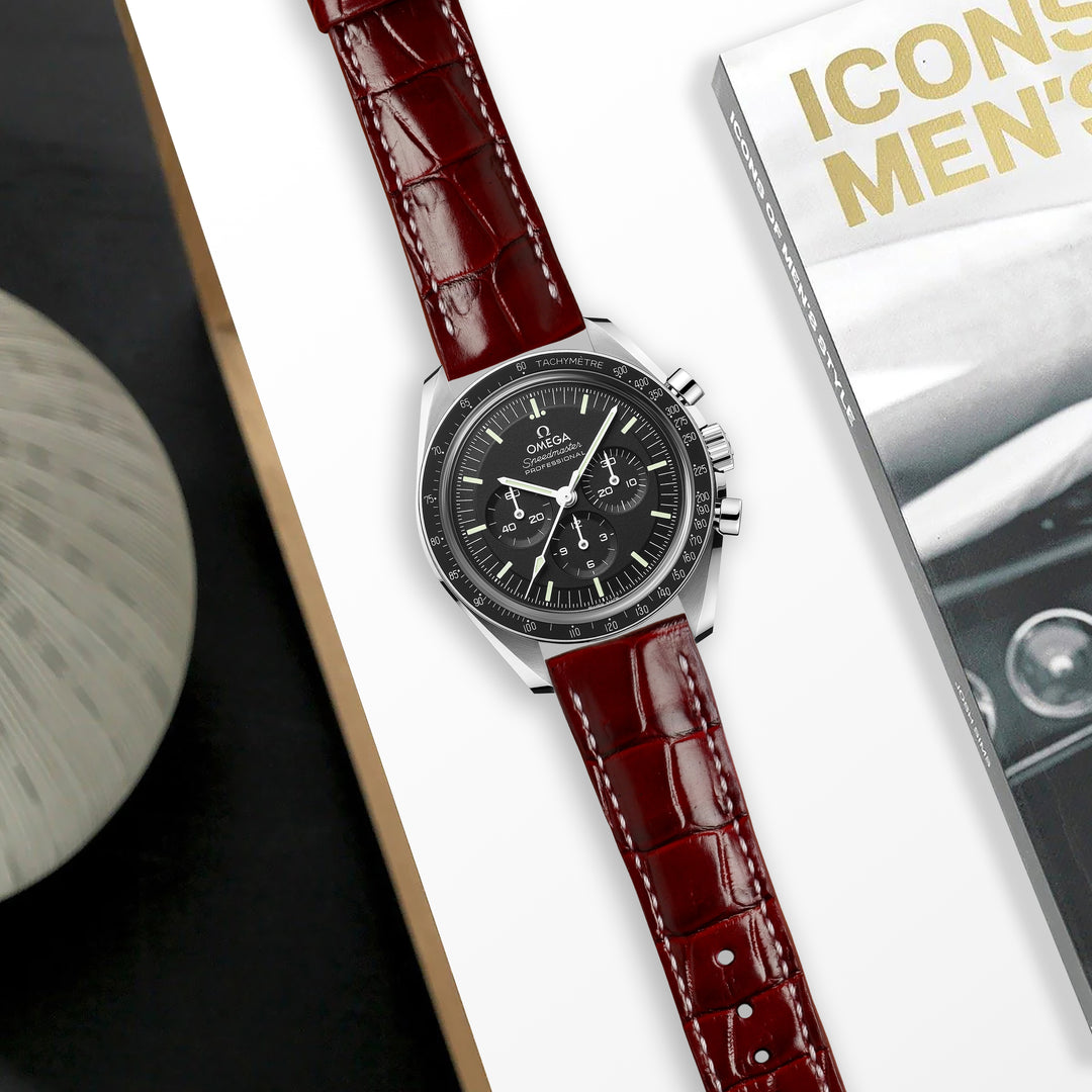 Omega Speedmaster Moonwatch Straps - Croco Bordeaux – Liger Straps