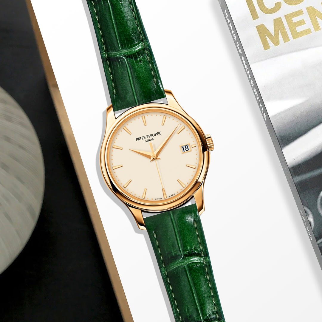Patek Complication & Calatrava Straps - Croco British Green
