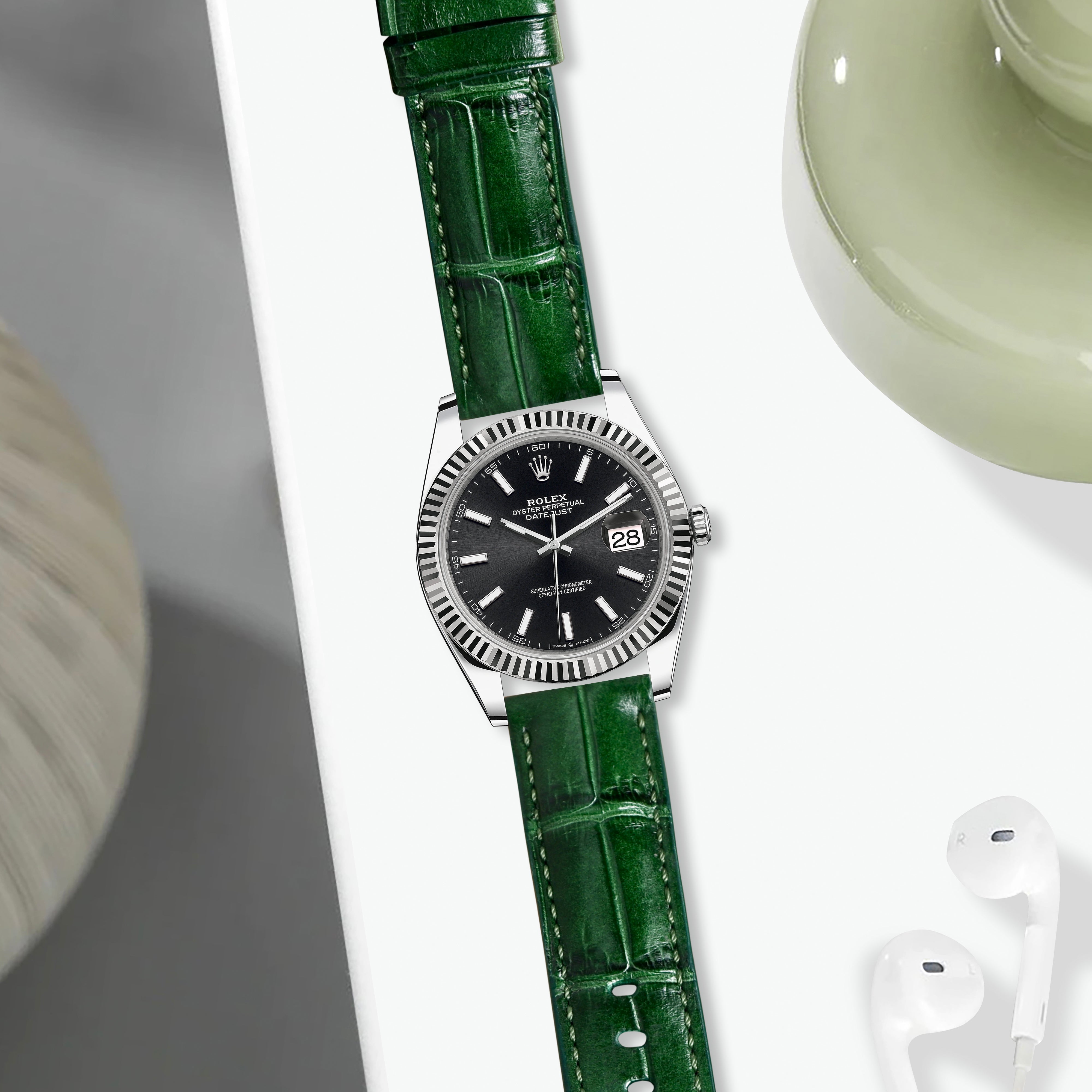Rolex Datejust Straps - Croco British Green – Liger Straps