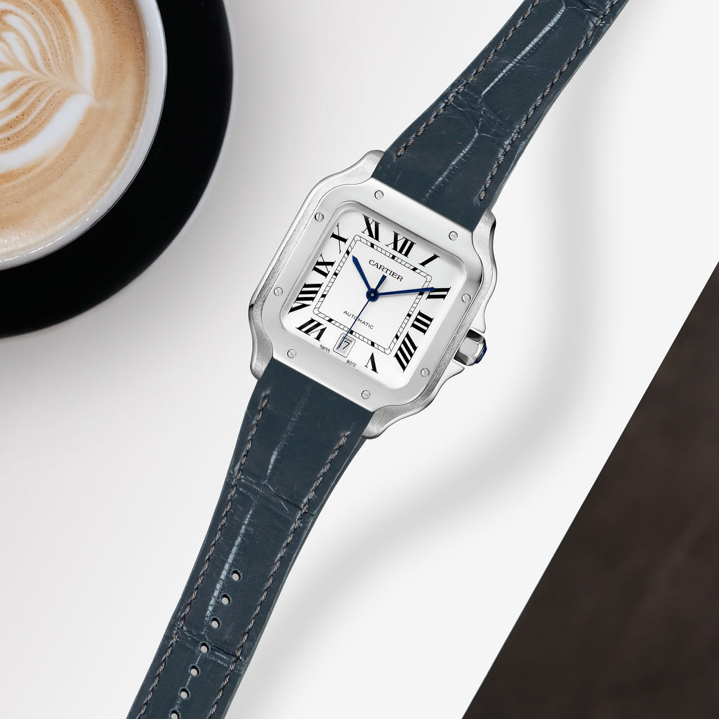 Cartier New Santos Quick Release Straps - Croco Dark Grey – Liger