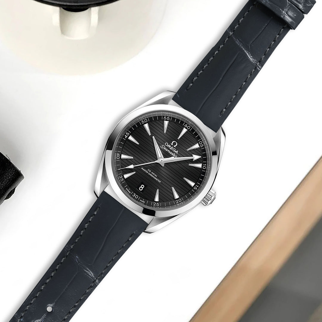 Omega Seamaster Aqua Terra Straps - Croco Dark Grey – Liger Straps