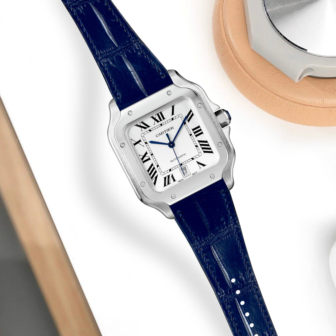 Cartier New Santos Quick Release Straps - Croco Navy Blue – Liger