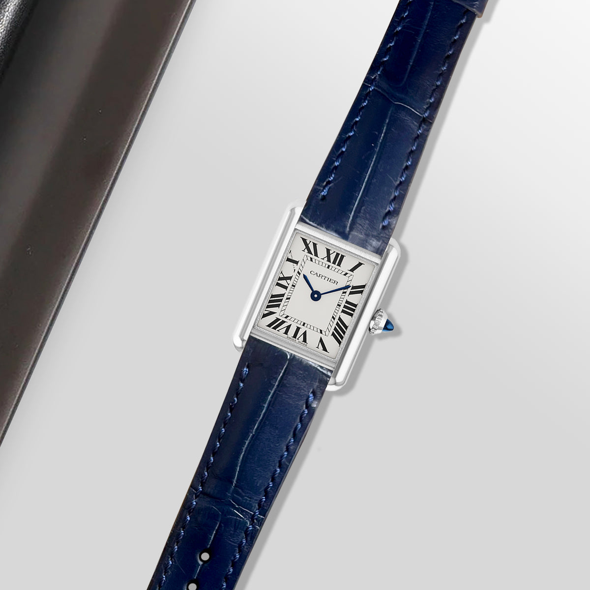 Bracelet De Montre HIRSCH Cuir Crocodile Bleu - Taille 16, Référence 185G - Neuf