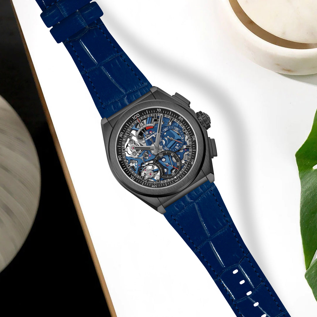 Zenith Defy Straps - Croco Navy Blue – Liger Straps