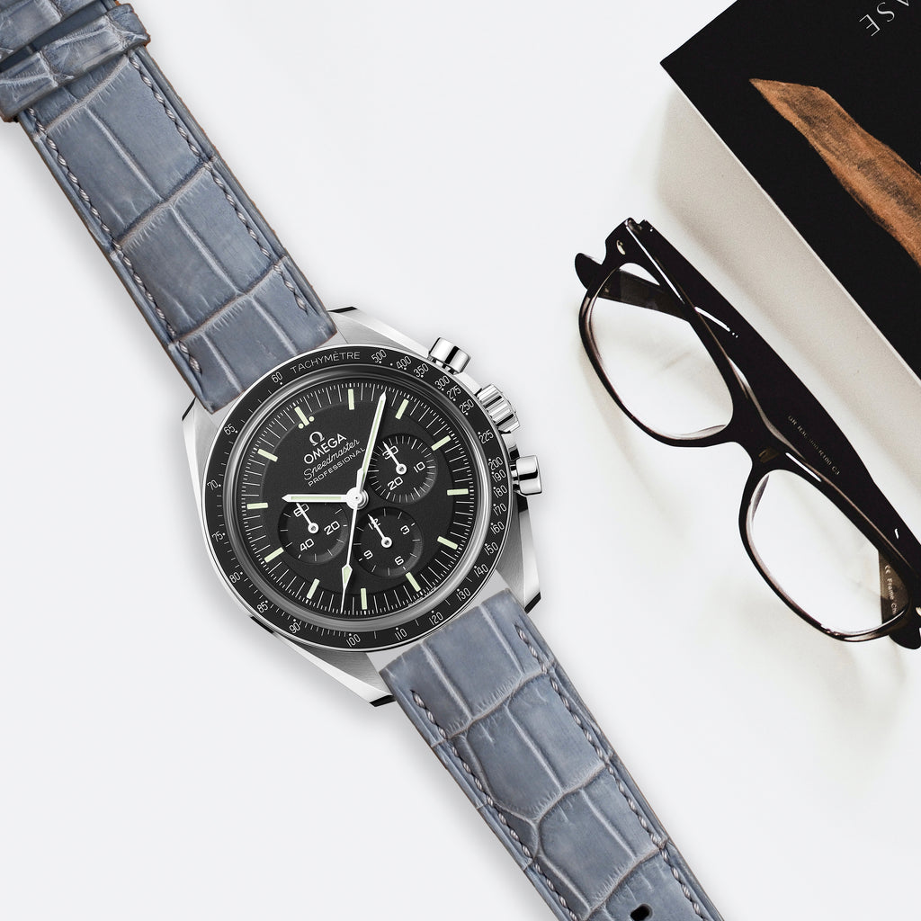 Omega Speedmaster Moonwatch Straps - Croco Nubuck Grey – Liger Straps