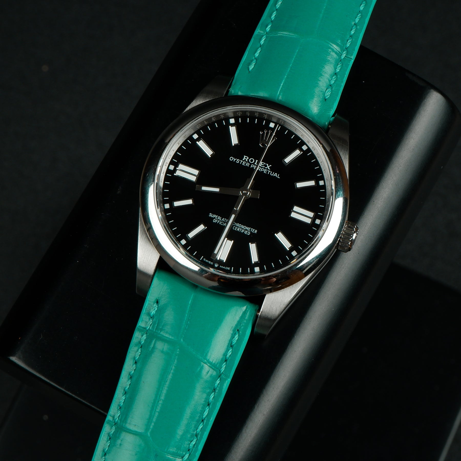 Rolex Oyster Perpetual Straps Croco Tiffany Liger Straps