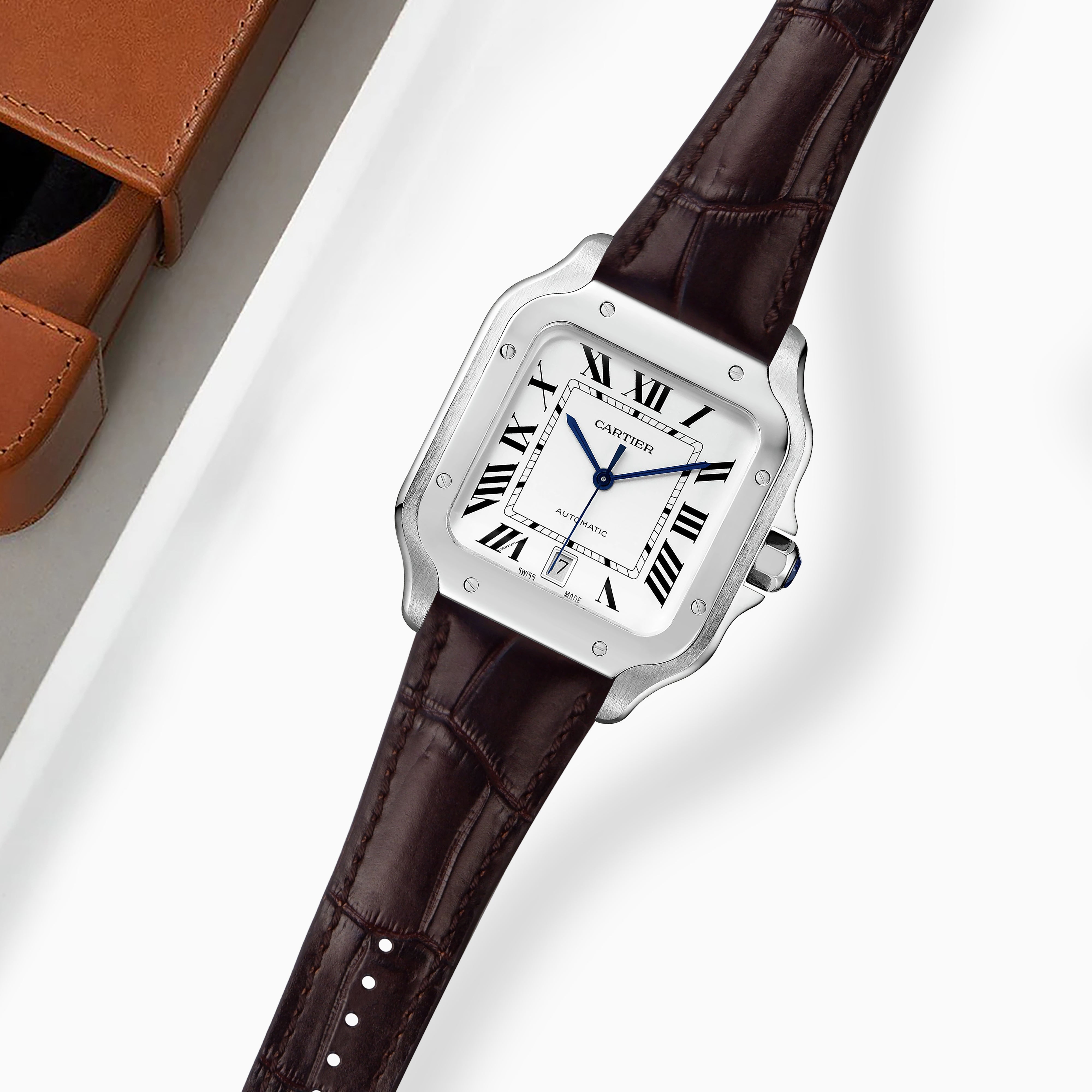 Cartier New Santos Quick Release Straps - Croco Brown