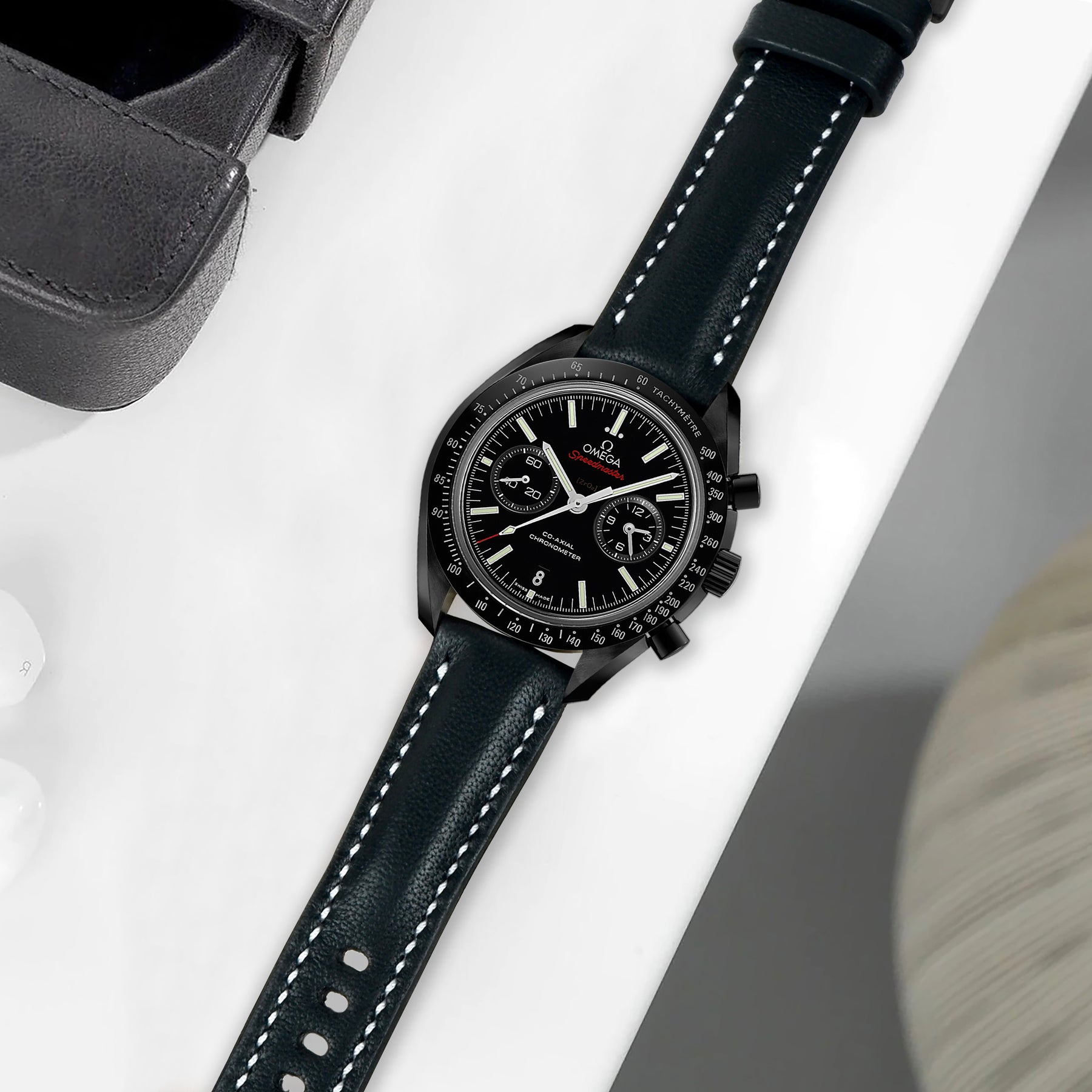 Omega Dark Side Of The Moon Straps Dappled Black – Liger Straps