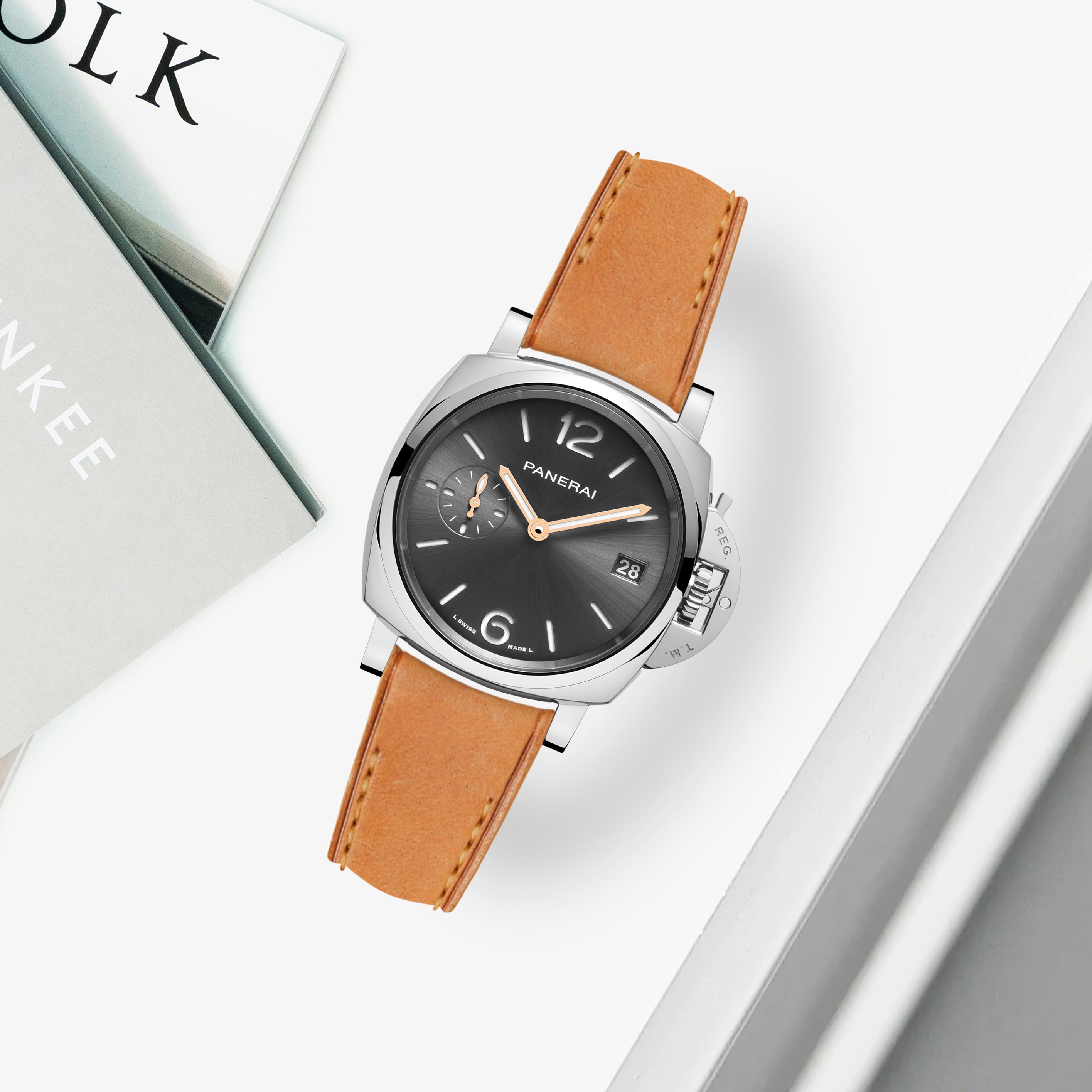 133.PANERAI用 クロコダイル×裏ラバー26mm-22mm For Panerai 22mm 24mm 26mm Black Rubber Band Strap Buckle