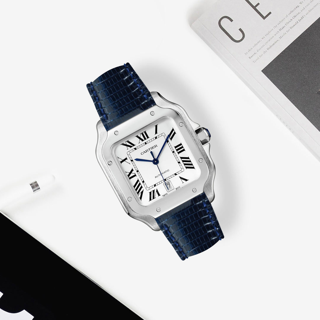 Cartier New Santos Quick Release Straps - Lizard Navy Blue – Liger