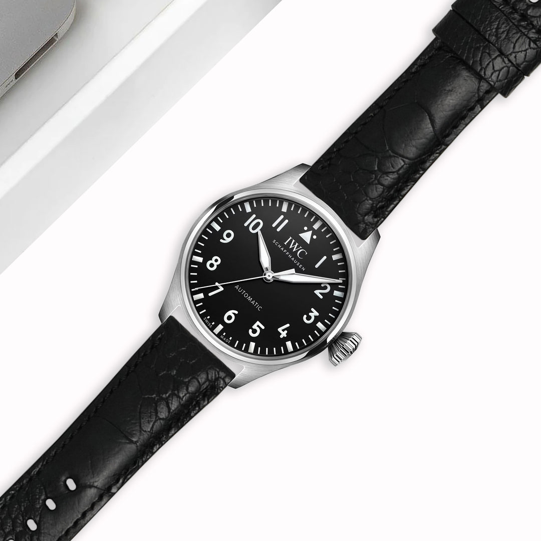 IWC Pilot Straps - Ostrich Leg Black – Liger Straps