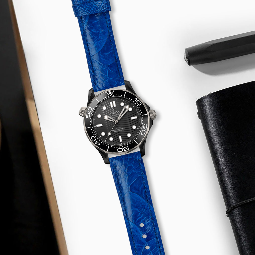 Omega Seamaster Diver 300m Straps - Ostrich Leg Blue Batman
