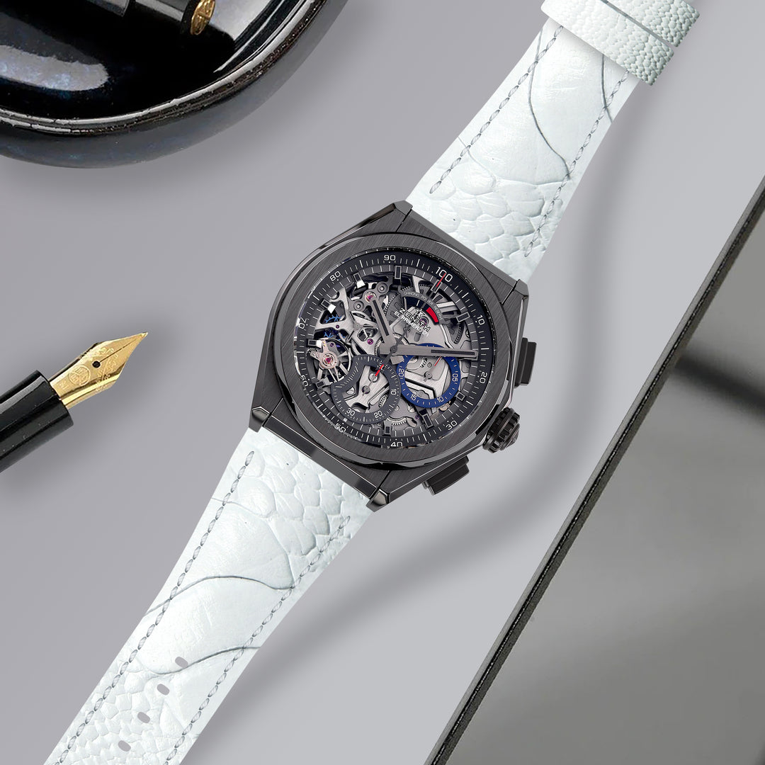 Zenith Defy Straps - Ostrich Leg White – Liger Straps
