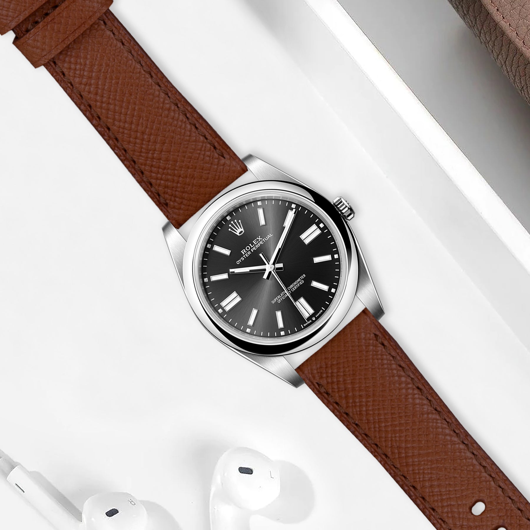 Patron Roulex Rolex Oyster Perpetual Straps - Patron Cognac – Liger Straps