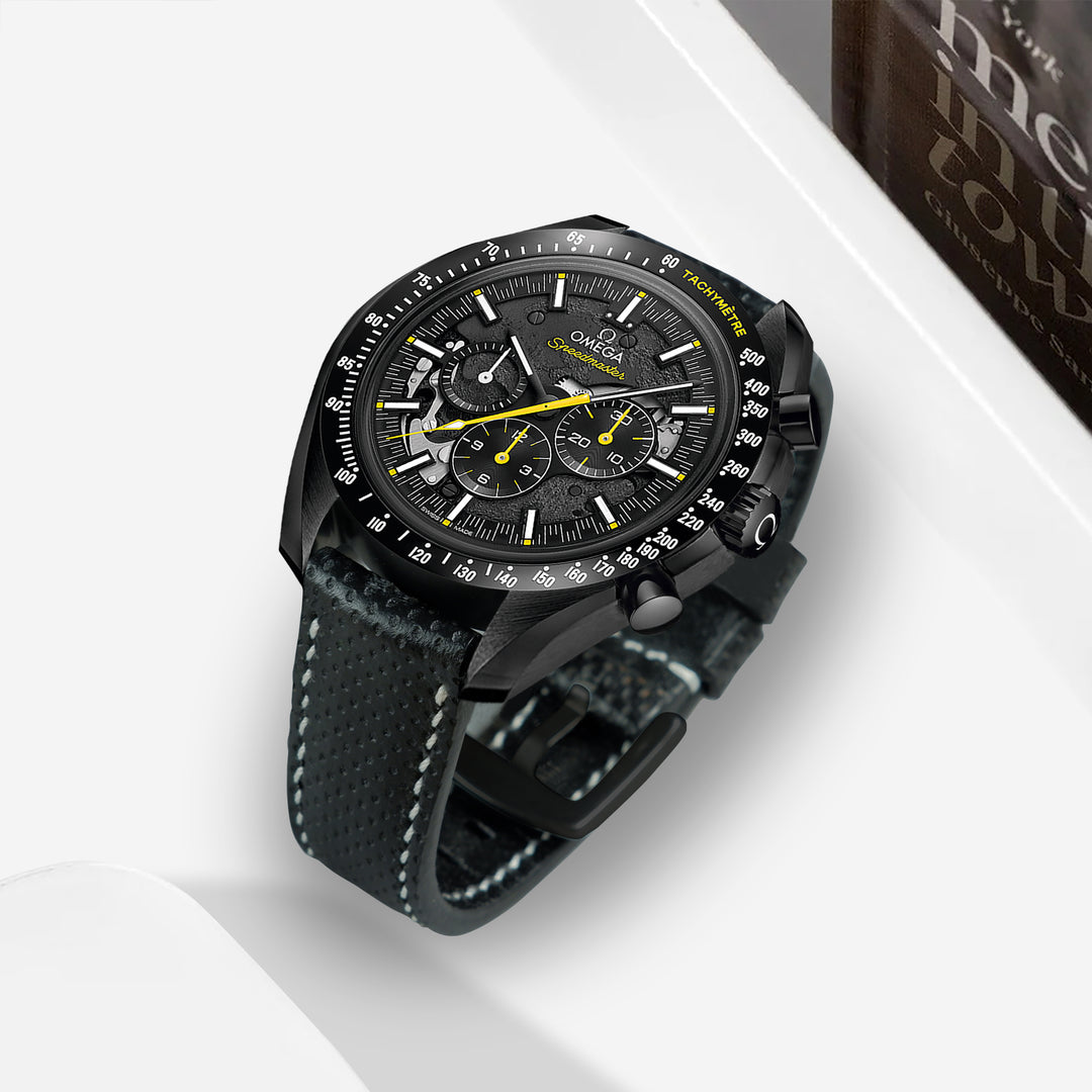 Omega Dark Side Of The Moon Straps - Perforated Black – Liger Straps