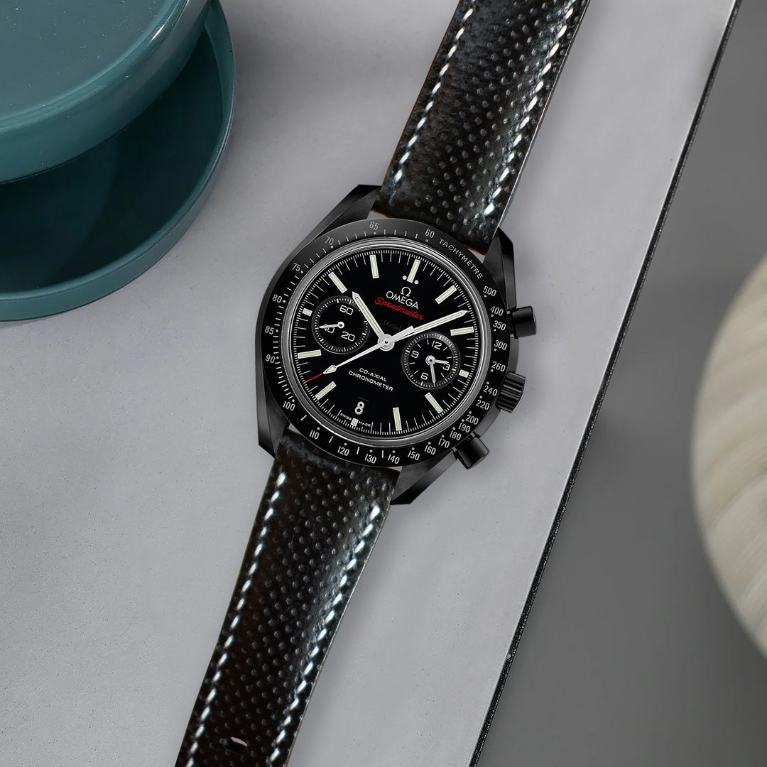 Omega Dark Side Of The Moon Straps - Perforated Black – Liger Straps