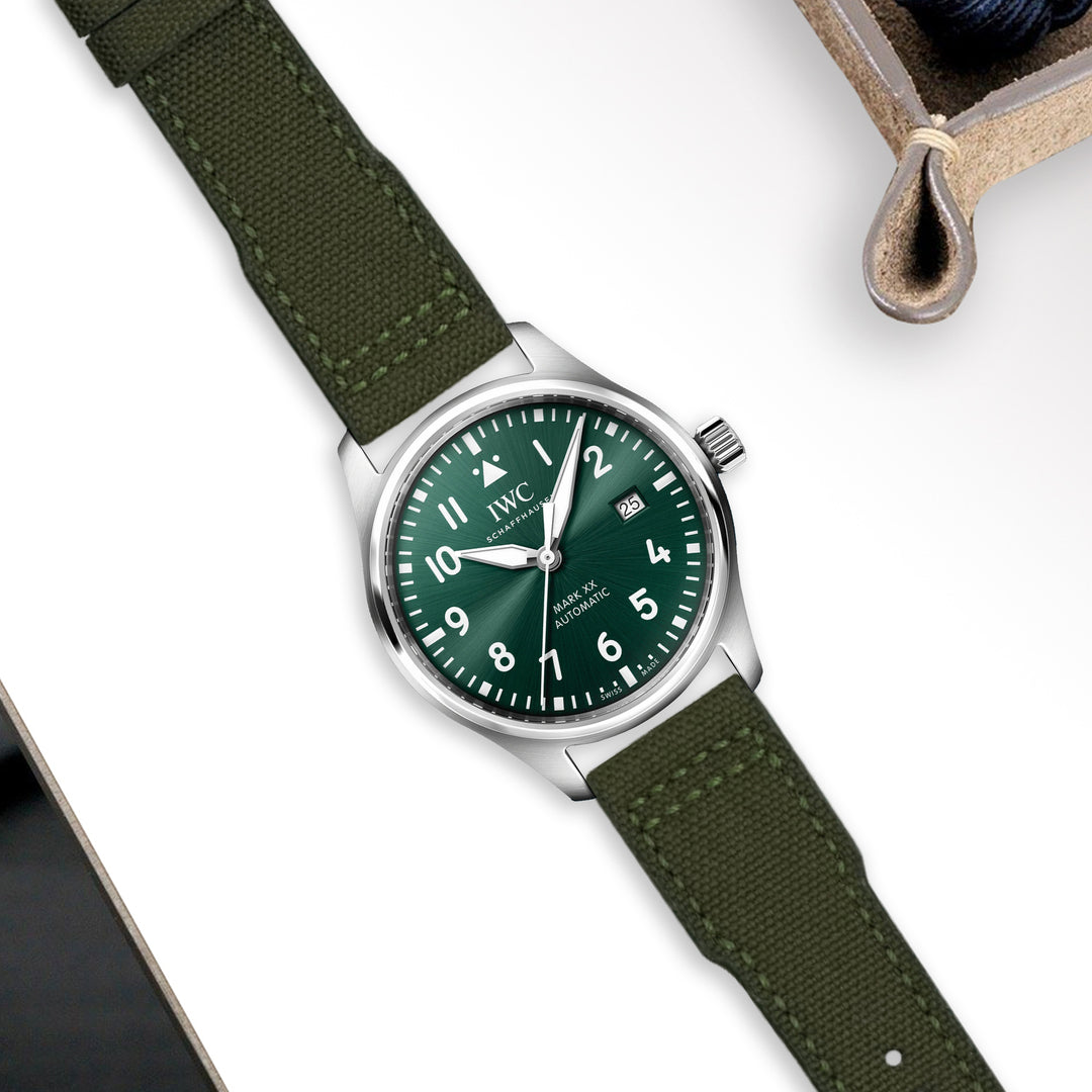 IWC Pilot Straps - Pilot Canvas Army Green – Liger Straps