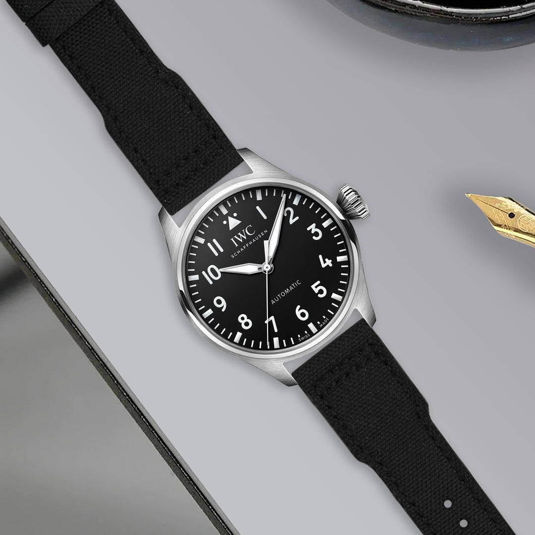 IWC Pilot Straps - Pilot Canvas Black – Liger Straps